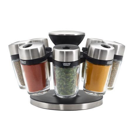 <p><strong><span style="font-size: small;">COLE & MASON Комплект за подправки “HERB & SPICE“ - 8 части + стойка </span></strong><br />• <strong>8 бр. стъклени бурканчета с подправки, с възможност за презареждане </strong><br />• <strong>Височина на бурканчето:</strong> 85 мм<br />• <strong>Хромирани капачки, които се затварят херметически и са с два вида отвори за правилно дозиране </strong><br />• <strong>Въртяща се стойка с удобна дръжка за носене; </strong><br />• <strong>Материали:</strong> стъкло, пластмаса, метал<br />• <strong>Размери на стойката: </strong>14 х 22,5 см.( Д х В)<br />• <strong>Подправки: </strong>мащерка, босилек, риган, магданоз, розмарин, куркума, градински чай, червен пипер<br /><span style="font-size: small;"><strong>Производител: Cole&Mason / Англия</strong></span></p><br />Марка: COLE & MASON <br />Модел: Cole & Mason H 121807<br />Доставка: 2-4 работни дни<br />Гаранция: 2 години