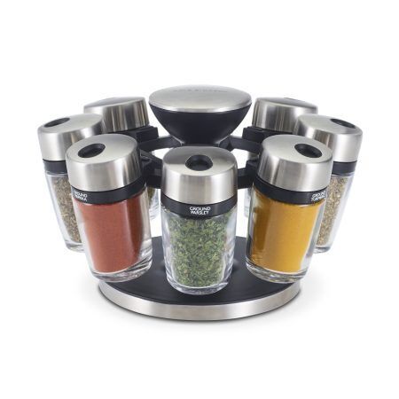 <p><strong><span style="font-size: small;">COLE & MASON Комплект за подправки “HERB & SPICE“ - 8 части + стойка </span></strong><br />• <strong>8 бр. стъклени бурканчета с подправки, с възможност за презареждане </strong><br />• <strong>Височина на бурканчето:</strong> 85 мм<br />• <strong>Хромирани капачки, които се затварят херметически и са с два вида отвори за правилно дозиране </strong><br />• <strong>Въртяща се стойка с удобна дръжка за носене; </strong><br />• <strong>Материали:</strong> стъкло, пластмаса, метал<br />• <strong>Размери на стойката: </strong>14 х 22,5 см.( Д х В)<br />• <strong>Подправки: </strong>мащерка, босилек, риган, магданоз, розмарин, куркума, градински чай, червен пипер<br /><span style="font-size: small;"><strong>Производител: Cole&Mason / Англия</strong></span></p><br />Марка: COLE & MASON <br />Модел: Cole & Mason H 121807<br />Доставка: 2-4 работни дни<br />Гаранция: 2 години