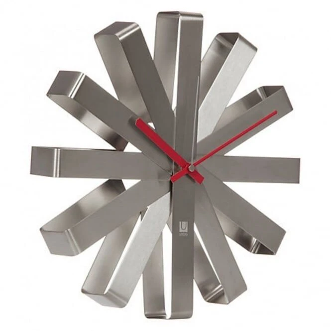 UMBRA Стенен часовник “RIBBON“ – цвят инокс
