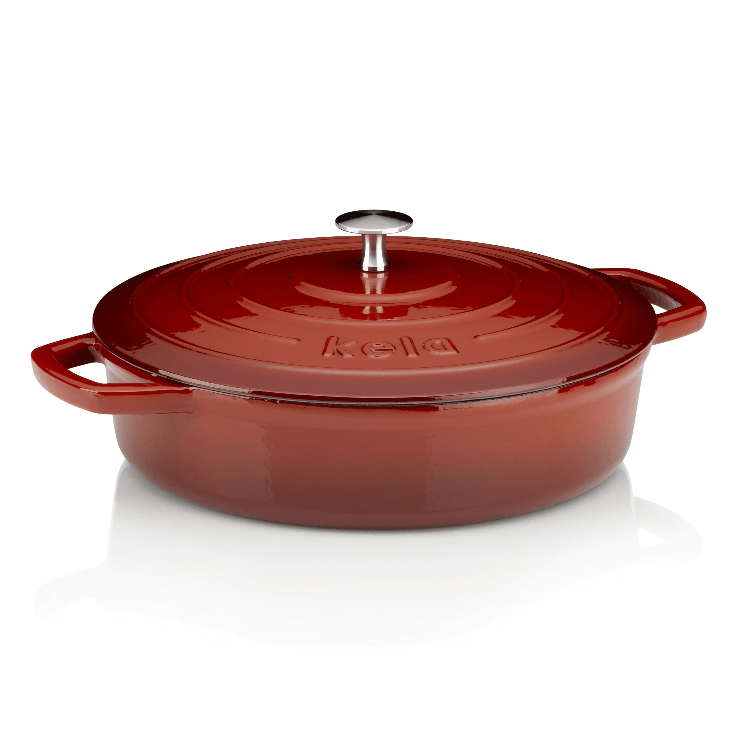 KELA Чугунена тенджера с капак “Calido“ – плитка – Ø 28 см. – червена