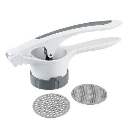 <p>JAMIE OLIVER Преса за картофи с 2 приставки "POTATO RICER"<br />• Материал: приставки от стомана, висококачествена пластмаса<br />• Цвят: бяло / сиво<br />• Размери: 31 х 13,5 х 9 см <br />• Тегло: 0,375 кг<br />• Размери с опаковка: 31,3 х 14,5 х 9,5 см <br />• Използвайте я за смачкване на варени картофи, моркови и други кореноплодни зеленчуци, за да направите гладко, вкусно пюре. <br />• Приставките се сменят лесно, за да изберете между фино и грубо пресоване в зависимост от желания резултат.<br />• Голямата, удобна дръжка гарантира, че с лекота ще преесовате дори и най-твърдите зеленчуци<br />• Подходяща за почистване в съдомиялна машина.</p>
<p>Всеки продукт, създаден под марката "JAMIE OLIVER", е тестван и одобрен <strong>ЛИЧНО</strong> от самия <strong>JAMIE OLIVER</strong>, за да гарантира, че с неговата марка се пускат само <strong>НАЙ - ДОБРИТЕ</strong> продукти.</p><br />Марка: JAMIE OLIVER <br />Модел: JB 1230<br />Доставка: 2-4 работни дни<br />Гаранция: 2 години