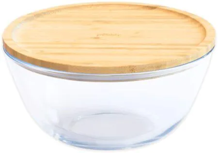 PEBBLY Стъклена купа с бамбуков капак - 1