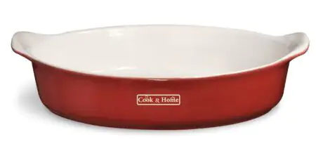 EMILE HENRY Керамична овална форма за печене Cook & Home - 26х24 - червено - бяла