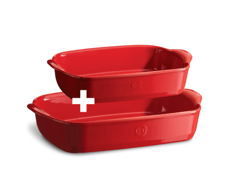 <p><strong>EMILE HENRY Комплект от 2 броя керамични форми за печене "RECTANGULAR OVEN DISH" <br /></strong>• <strong>В комплекта: 1 бр</strong> / 9650 - 34 / + <strong>1 бр</strong> / 9652 - 34 /<br />• <strong>Ръчно изработени от 100% естествени материали<br />• Устойчиви на температури: </strong>- 20º С до + 270º С<strong><br />• Равномерно разпределение на топлината<br />• Задържат топлината на ястието по-дълго от обикновените съдове<br />• Висока устойчивост на надраскване <br /></strong>• <strong>Материал:  <span style="color: #ff0000;">HR® Ceramic (High Resistance) <span style="color: #000000;">/</span></span></strong><span style="color: #ff0000;"><span style="color: #000000;"> Високо устойчива керамика</span></span><strong><span style="color: #ff0000;"><span style="color: #000000;"> / </span><br /><span style="color: #000000;">• Без съдържание на олово, кадмий и никел</span><br /><span style="color: #000000;"><span style="font-size: small;">• Размери 9650 - 34:</span><br />− <em>Външен размер вкл.дръжките: </em></span></span></strong><span style="color: #ff0000;"><span style="color: #000000;"><em>30 х 19 х 7см</em><br />− <em><strong>Вътрешен размер:</strong> 24,5 х 17,5 х 6,5 см</em><br /></span></span><span style="color: #ff0000;"><span style="color: #000000;">– <em><strong>Вместимост:</strong> 1,55 литра</em></span><br /><span style="color: #000000;"><strong>− <em>Тегло: </em></strong><em>1,19 кг<br /><span style="font-size: small;">• </span></em><span style="font-size: small;"><strong>Размери 9652 - 34:</strong></span><br />− <em><strong>Външен размер вкл.дръжките: </strong>36,5 х 23,5 х 7,5 см<br /></em>– <em><strong>Вътрешен размер:</strong> 30 х 22 х 6 см</em><br />− <em><strong>Вместимост:</strong> 2,27 литра</em> <br />− <em><strong>Тегло:</strong> 1,8 кг:</em></span><br /><span style="color: #000000;">• <strong>Цвят: </strong>червен</span><br /><span style="color: #000000;">• <strong>Подходящи за: </strong>фурна / микровълнова фурна / фризер / съдомиялна машина</span><br /><strong><span style="color: #000000;">Производител: EMILE HENRY / Франция</span></strong></span></p><br />Марка: Emile Henry <br />Модел: EH 9751-34 SET<br />Доставка: 2-4 работни дни<br />Гаранция: 2 години