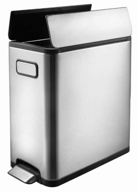 <p><strong>EKO EUROPE Кош за отпадъци с педал “ECOFLY“ - матиран - 30 л.</strong><br /><span>• Материал: матирана неръждаема стомана, пластмаса</span><br /><span>• Капак с две крила</span><br /><span>• Цвят: хром / черен</span><br /><span>• Вградени колела за лесно преместване</span><br /><span>• Вместимост: 30 литра</span><br /><span>• Размери: 64.6 х 44,8 х 25.5 см</span><br /><span>• Вътрешна пластмасова кофа</span><br /><span>• Покритие срещу пръстови отпечатъци</span><br /><span>• Безшумно отваряне и затваряне на капака</span><br /><span>• Функция за заключване на капака в отворена позиция, за лесно почистване или смяна на торбата</span><br /><span>• Фиксатор за найлонов чувал / торба</span><br /><strong>Производител: EKO EUROPE / Холандия</strong><br /><br /></p><br />Марка: EKO-EUROPE <br />Модел: EKO 937730 - Matt s/s<br />Доставка: 2-4 работни дни<br />Гаранция: 2 години
