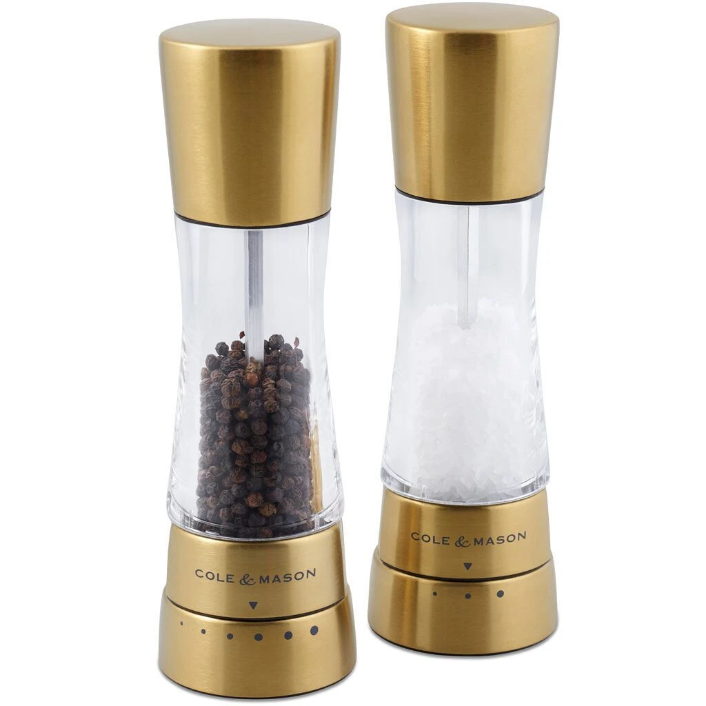 COLE&MASON Комплект мелнички за сол и пипер “DERWENT MAT GOLD“ – 19 см. – с механизъм за прецизност