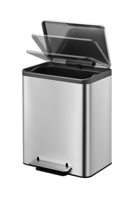 <p><span style="font-size: small;"><strong>EKO Кош за отпадъци с педал “ECOCASA“</strong></span><br /> • Материал: матирана неръждаема стомана, пластмаса<br />• Цвят: хром<br />• Функция за заключване на капака в отворена позиция за лесно почистване или смяна на торбата<br />• Вместимост: 30 литра <br />• Размери: 40,4 х 32,1 х 49,2 см<br />• 1 бр вътрешни пластмасови кофи <br />• Покритие срещу пръстови отпечатъци<br />• Безшумно отваряне и затваряне на капака<br />• Фиксатор за найлонов чувал / торба<br /><strong>Производител: EKO EUROPE / Холандия</strong></p><br />Марка: EKO-EUROPE <br />Модел: EKO 912830 - Mat RVS<br />Доставка: 2-4 работни дни<br />Гаранция: 2 години