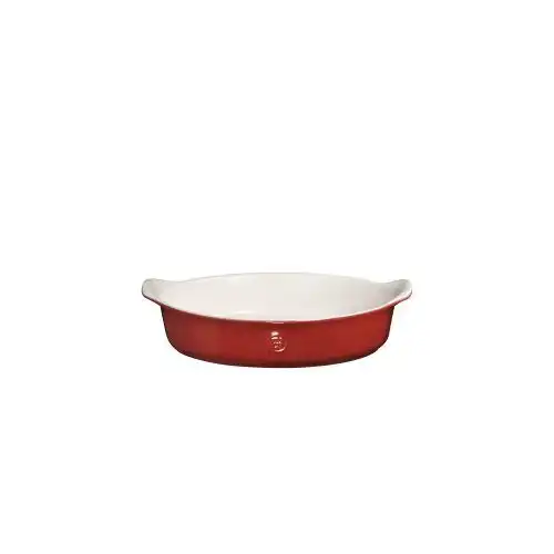 EMILE HENRY Керамична овална форма за печене "INDIVIDUAL OVAL DISH" - 14 х 21см - цвят бяло и червено