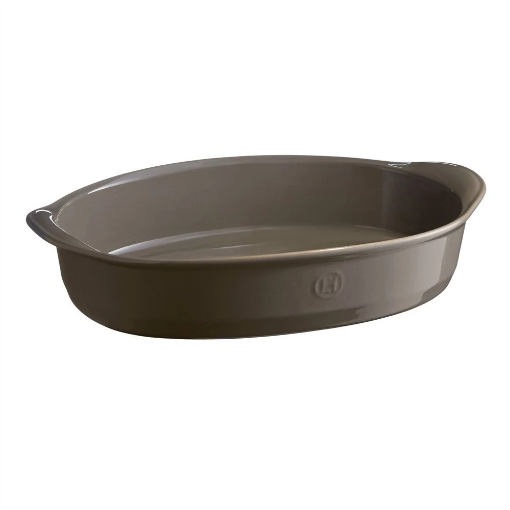 EMILE HENRY Керамична овална форма за печене „LARGE OVAL OVEN DISH“ – 41,5 х 26,5 см – цвят сиво-бежов