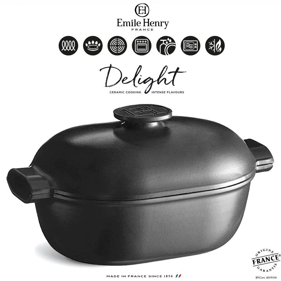 EMILE HENRY Керамична индукционна овална тенджера “DELIGHT“ – 4,5 л / 36 х 24см – цвят черен