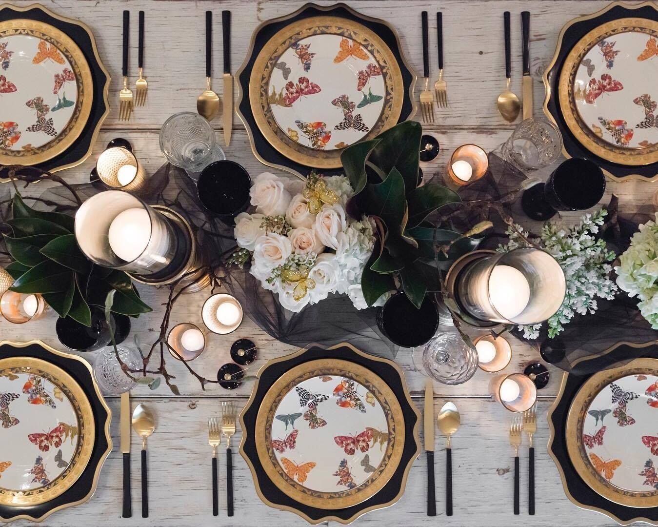 HERDMAR Комплект прибори за хранене “VINTAGE“- 36 части- златни с черна дръжка – PVD покритие – мат