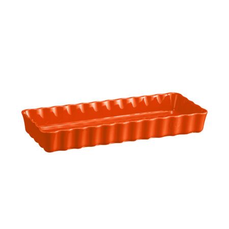 EMILE HENRY Керамична форма за тарт "SLIM RECTANGULAR TART DISH"- цвят оранжев