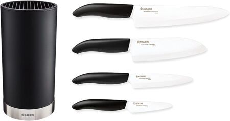 KYOCERA Комплект 4бр керамични ножове серия "GEN" + блок за ножове