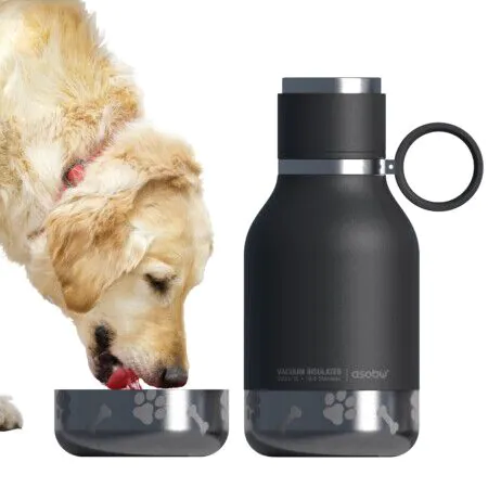 ASOBU Термобутилка с купичка за куче “DOG BOWL“ - 1000 мл - цвят черeн