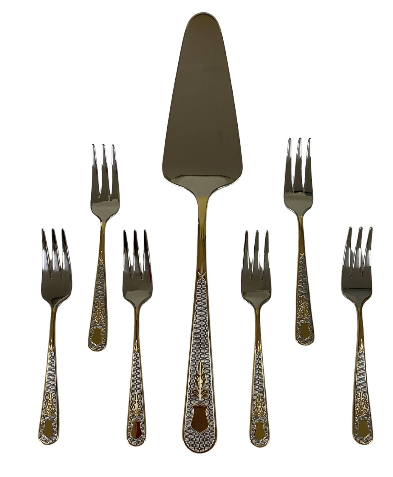 HERDMAR Прибори за торта “GUELL“ - 7 части- с позлатен елемент