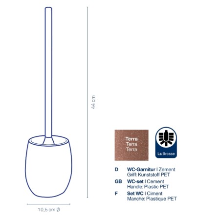 <p><strong>KELA Четка за тоалетана “Roda“ - кафява</strong><br /><strong>• Серия: </strong><span>Roda</span><br /><strong>• Материал:</strong><span> цимент</span><br /><strong>• Размери:</strong><span> <span>Ø 10,5 х 44 см.</span></span><br /><strong>• Цвят:</strong><span> кафява</span><br /><strong>• Производител: KELA / Германия</strong></p><br />Марка: KELA <br />Модел: KELA 23753<br />Доставка: 2-4 работни дни<br />Гаранция: 2 години