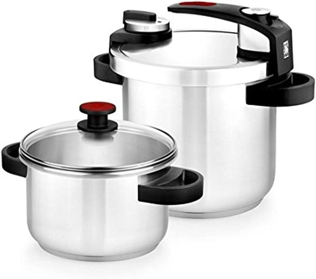 BRA Комплект от 2 тенджери под налягане и стъклен капак “TEKNA“ - 4л+7л.