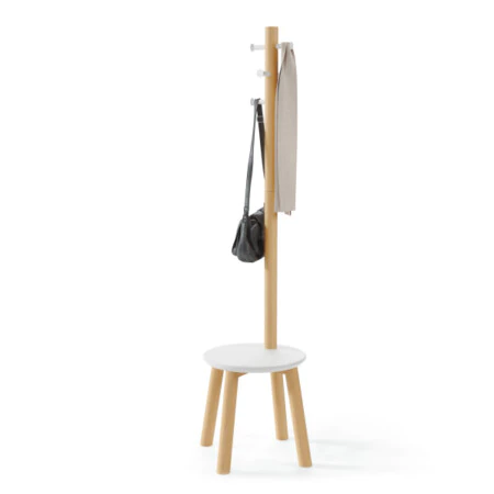 UMBRA Закачалка със стол “PILLAR STOOL“ - цвят бял / натурален
