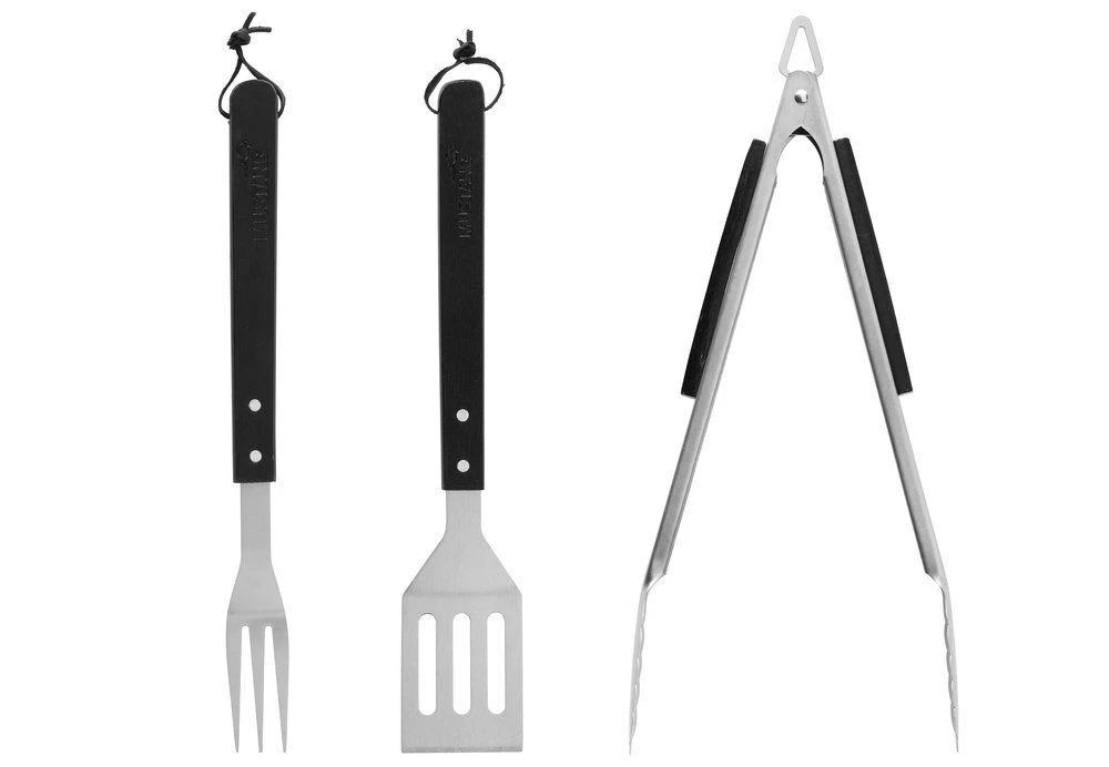 MUSTANG Комплект прибори за BBQ с дървени дръжки - 3 части