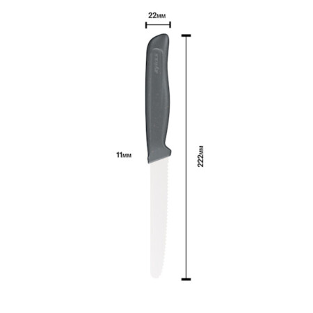 <p><strong>ZYLISS Нож за домати - 11 см. - сив</strong><br /><span><strong><strong><strong><strong><strong>• Размери на продукта:</strong></strong></strong></strong></strong> 22,2 х 2,2 см<br /><strong>• Дължина на острието:</strong> 11 см.<br /><strong><strong><strong><strong><strong>• Тегло:</strong> </strong></strong></strong></strong>0,050 кг.<strong><strong><strong><strong><br /><strong>• Материал:</strong> </strong></strong></strong></strong>немска неръждаема стомана,пластмаса<strong><strong><strong><strong><br />• Ергономична дръжка<br /><strong>• Подходящ за съдомиялна машина </strong><br /></strong><strong><strong>Производител: ZYLISS / Швейцария </strong></strong></strong></strong></strong><em><strong><em><strong><br /></strong></em><br /></strong></em></span><span><strong>ВНИМАНИЕ!!! </strong><strong>ПАЗЕТЕ ОТ ДЕЦА!!!</strong></span></p><br />Марка: ZYLISS <br />Модел: ZYLISS 920288<br />Доставка: 2-4 работни дни<br />Гаранция: 2 години