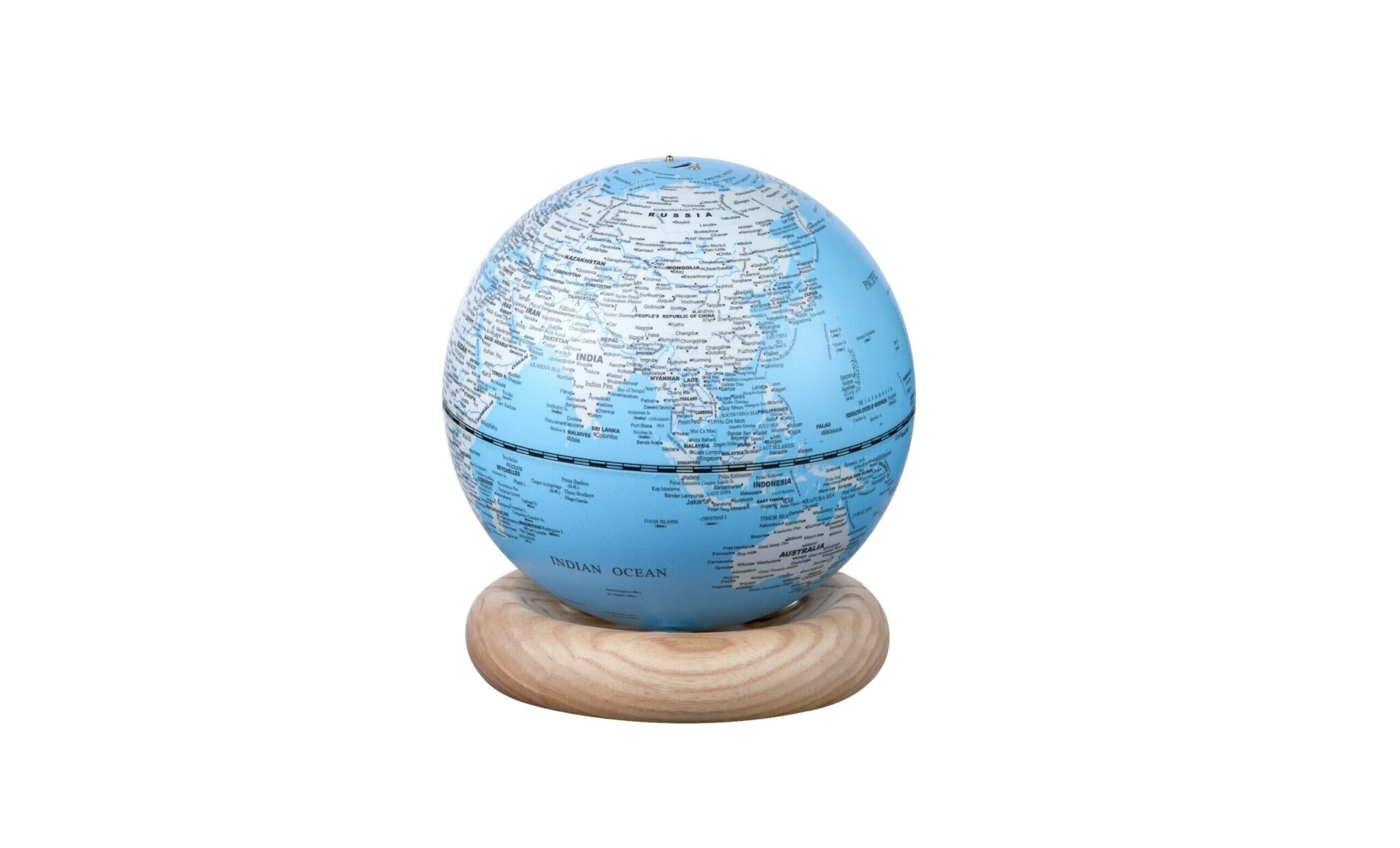 GINGKO Смарт лампа глобус “Atlas Globe“ -  светлосиня/бял ясен