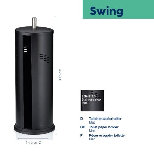 KELA Стойка за резервни ролки тоалетна хартия “Swing“ – черна