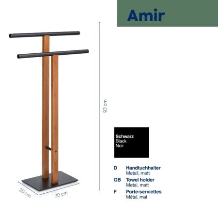 KELA Поставка за кърпи “Amir“ – черна – свободно стояща