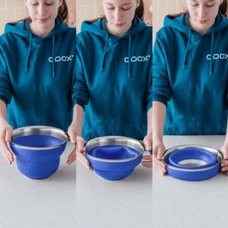 COOX Сгъваема купа с дръжка за миксиране и разбиване – 2 л. – червена
