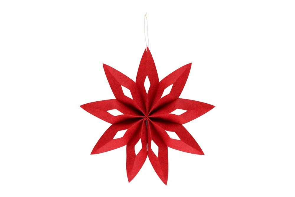 WINTERIA Коледна звезда от филц 40см. - червена