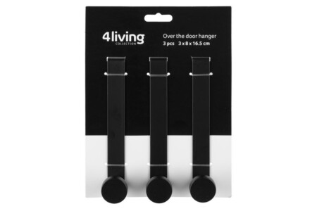 <p><strong>4Living Комплект от 3 бр закачалки за врата “Robin“</strong><br /><span><strong>• Цвят: </strong>черен<br /><strong>• Материал: </strong>метал</span><br /><strong>• Размери на закачалката: </strong>3 х 8 х<span> 16,5 см.</span><br /><span><strong>• Товароносимост на 1 бр закачалката:</strong> 2 кг<br /><strong>• За врати с дебелина до 4,5 см</strong></span><br /><strong>Производител: Tammer Brands/ Финландия</strong></p><br />Марка: 4LIVING <br />Модел: TB 4Living 637770<br />Доставка: 2-4 работни дни<br />Гаранция: 2 години