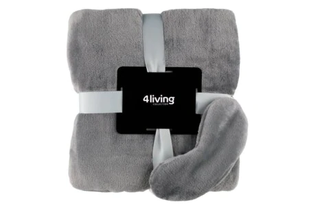 4LIVING К-т одеяло 150х200 см. и маска за сън - цвят сив