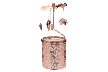 WINTERIA Свещник каросел / въртележка "Коледни шишарки" - цвят мед