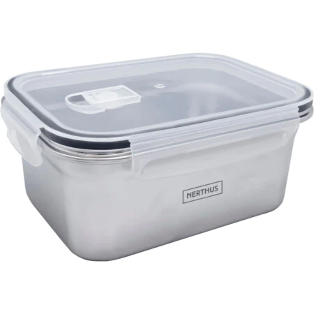 Nerthus Стоманена херметически кутия за храна за микровълнова - 1600 мл.