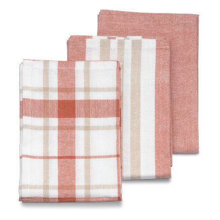 KELA Комплект от 3 бр. домакински кърпи за съдове “Pasado“ - 65х45 см. - цвят корал