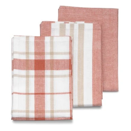 KELA Комплект от 3 бр. домакински кърпи за съдове “Pasado“ - 65х45 см. - цвят корал