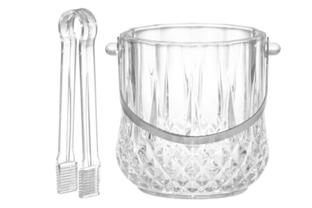 4Living Стъклен съд за лед с щипки