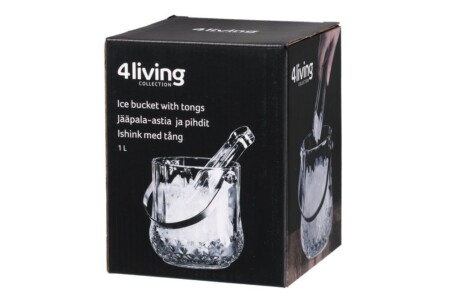 <p><strong>4Living Стъклен съд за лед с щипки</strong><br /><strong>• Материал: </strong><span>стъкло, стомана, полипропилен</span><br /><strong>• Размери: </strong>Ø <span>13,5 x 13,5 см.</span><br /><strong>• Тегло: </strong><span>1,270 кг.<br /><strong>• Вместимост: </strong>1 л.</span><strong><br /></strong><strong>Производител: Tammer Brands/ Финландия</strong></p><br />Марка: 4LIVING <br />Модел: TB 4Living 635473<br />Доставка: 2-4 работни дни<br />Гаранция: 2 години
