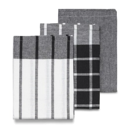 KELA Комплект от 3 бр. домакински кърпи за съдове “Pasado“ - 65х45 см - черно-бели