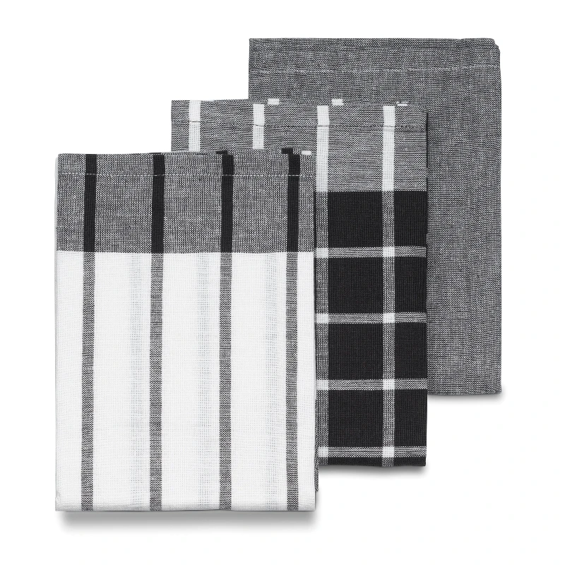 KELA Комплект от 3 бр. домакински кърпи за съдове “Pasado“ - 65х45 см - черно-бели