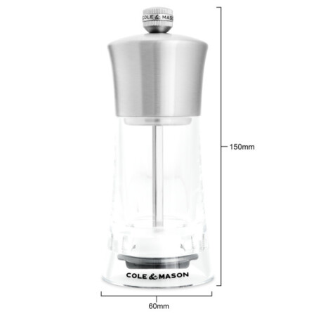 <p><strong>COLE & MASON Акрилна мелничка за сол &ldquo;BROMLEY&ldquo; - 15 см.</strong><br /><strong>&bull; Диаметър:&nbsp;</strong><span>&Oslash; 6 см.</span><br /><strong>&bull;&nbsp;Височина:</strong><span>&nbsp;15 см.<br /><strong>&bull; Тегло с опаковката:</strong>&nbsp;0,210 кг.&nbsp;</span><br /><strong>&bull;&nbsp;Материал:</strong><span>&nbsp;акрил, стомана, керамика</span><br /><strong>&bull;&nbsp;Механизъм:&nbsp;</strong><span>керамичен механизъм<br /></span><span><strong>&bull;&nbsp;Да не се мокри с вода!<br /><span style="color: #ff0000;">&bull;</span></strong></span><span>&nbsp;<strong><span style="color: #ff0000;">Не използвайте мелничките за различни от сол и черен пипер продукти!!!&nbsp;</span><br /><span style="color: #ff0000;"><strong>&bull;&nbsp;Не поставяйте сол в мелницата за пипер, тъй като това ще разяде механизма от въглеродна стомана!</strong></span><br /></strong></span><strong>Производител: Cole&Mason / Англия</strong></p><br />Марка: COLE & MASON <br />Модел: Cole & Mason H 243006<br />Доставка: 2-4 работни дни<br />Гаранция: 2 години