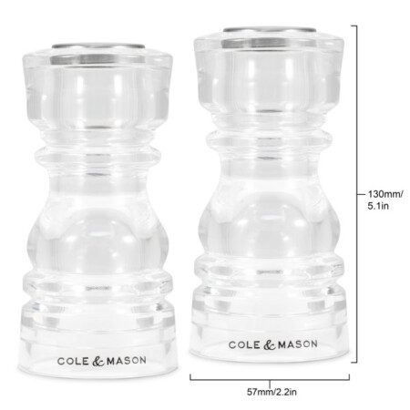 <p><strong>COLE & MASON Комплект за сол и пипер &ldquo;LONDON&ldquo; - 13 см.</strong><br /><strong>&bull; Диаметър:&nbsp;</strong><span>&Oslash; 5,7 см.</span><br /><strong>&bull;&nbsp;Височина:</strong><span>&nbsp;13 см.<br /><strong>&bull; Размери на опаковката:</strong> 12 х 6,4 х 12 см.<br /><strong>&bull; Тегло:</strong>&nbsp;0,240 см.</span><br /><span>&bull;&nbsp;</span><strong>Материал:</strong><span>&nbsp;висококачествен акрил</span><br /><strong>Производител: Cole&Mason / Англия</strong><br /><br /></p><br />Марка: COLE & MASON <br />Модел: Cole & Mason H 243168<br />Доставка: 2-4 работни дни<br />Гаранция: 2 години