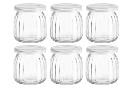 MAKU Сет от 6 бр. стъклени бурканчета за съхранение “Ripple“ - 180 мл.