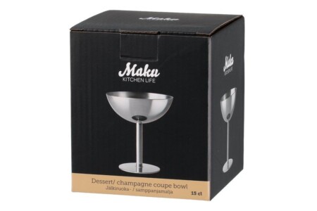 <p><span style="font-size: small;"><strong>MAKU Стоманена чаша за сладолед и десерти - цвят сребро </strong></span><br /><span style="font-size: small;"><strong>&bull;&nbsp;Материал:</strong>&nbsp;неръждаема стомана<br /><strong>&bull; Цвят:</strong>&nbsp;сребро<br /><strong>&bull; Вместимост: </strong>150 мл</span><br /><span style="font-size: small;"><strong>&bull; Размери:</strong>&nbsp;10 х 10 х 11 см.<br /><strong>&bull;&nbsp;Тегло:&nbsp;</strong></span><span><span style="font-size: small;">0,100 кг.</span><br /><span style="font-size: small;">&bull;&nbsp;<strong>Подходяща за съдомиялна машина</strong></span><strong><br /></strong></span><strong>Производител: Tammer Brands/ Финландия</strong></p><br />Марка: MAKU <br />Модел: TB MAKU 654608<br />Доставка: 2-4 работни дни<br />Гаранция: 2 години