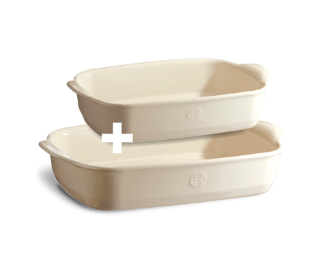 EMILE HENRY Комплект от 2 бр керамични тави за печене - цвят екрю