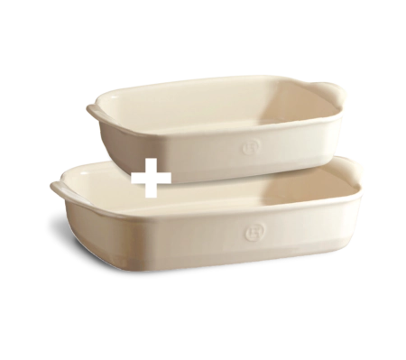 EMILE HENRY Комплект от 2 бр керамични тави за печене - цвят екрю