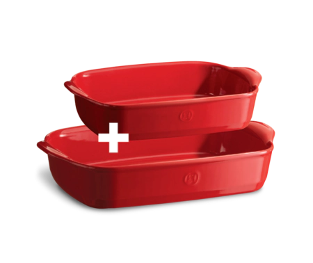 EMILE HENRY Комплект от 2 бр керамични тави за печене - цвят червен