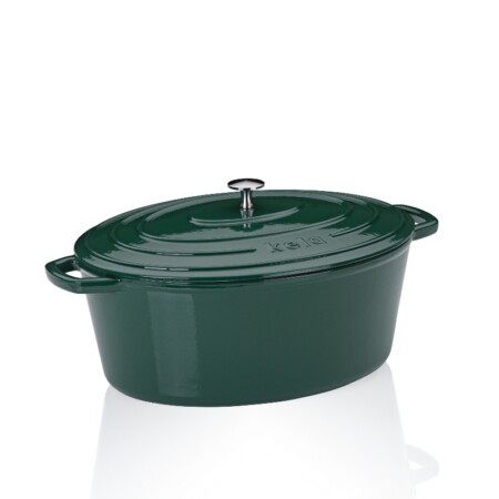 KELA Чугунена овална тенджера с капак “Calido“ - 36х29 см. - зелена