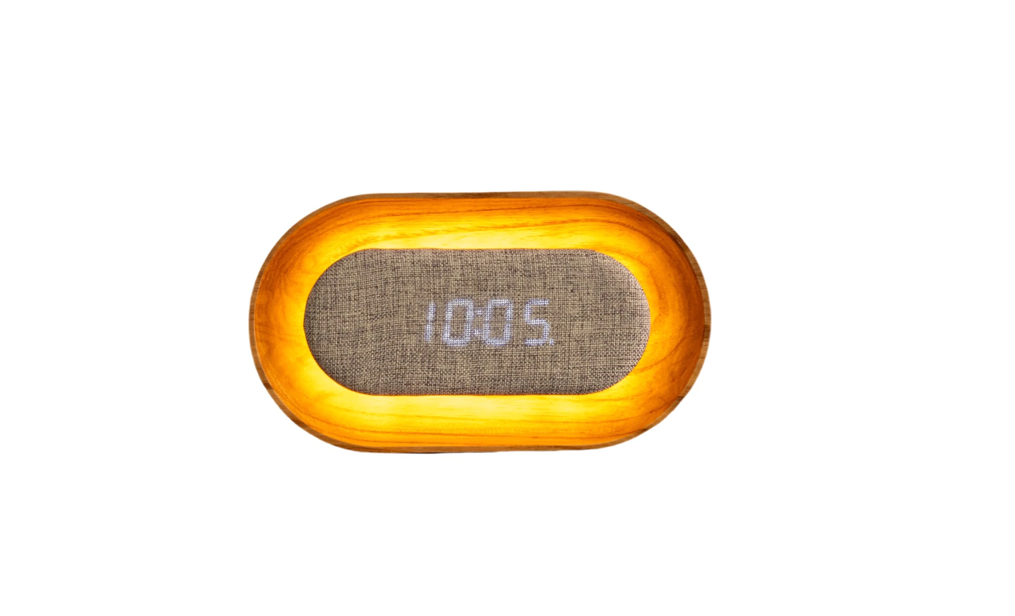 GINGKO Овален часовник/будилник и смарт лампа “Lumos“ - бял ясен