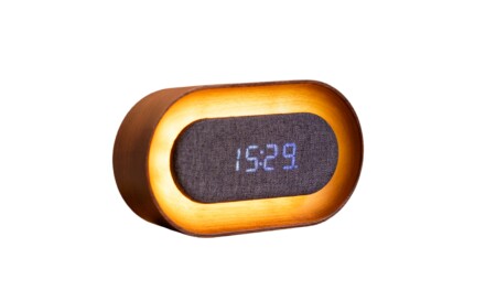 GINGKO Овален часовник/будилник и смарт лампа “Lumos“ - орех