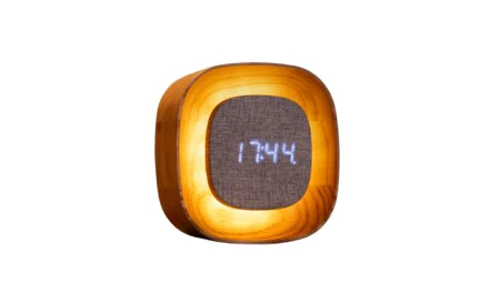 GINGKO Квадратен часовник/будилник и смарт лампа “Lumos“ - бял ясен